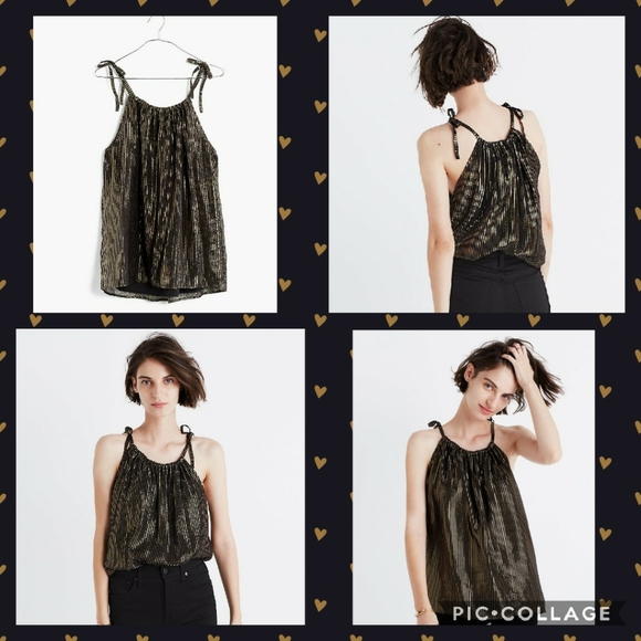 Madewell Silk and Metallic Tie Strap Cami Top - Picture 6 of 6